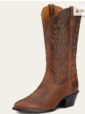 Ariat Tan/Brown Western Embroidered Leather Pull-On Boots